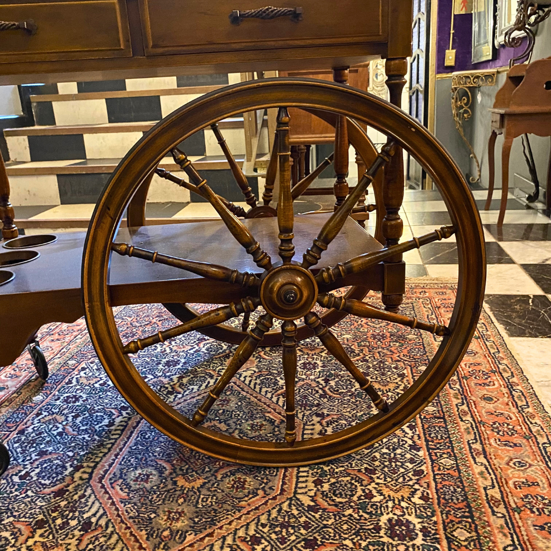 Unique Vintage Drinks Trolley with Intricate Detail - SOLD