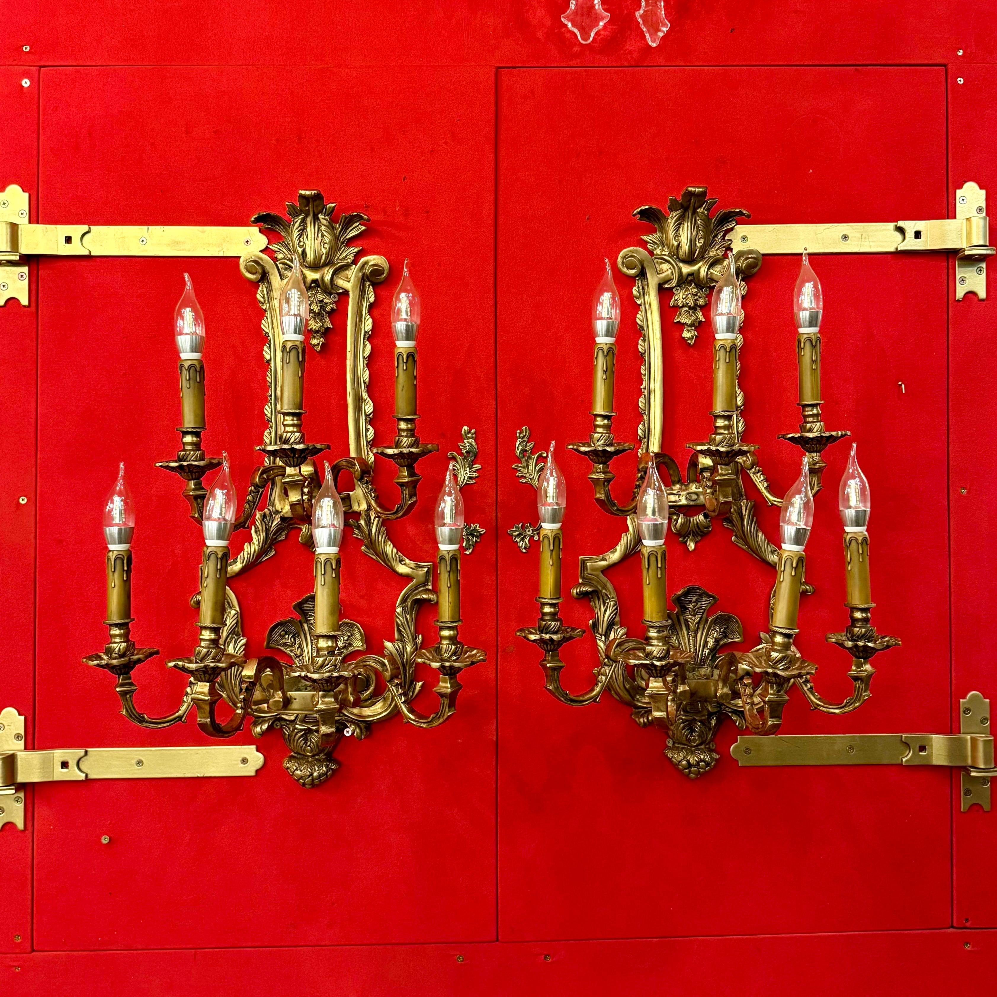Stunning Empire Style Brass Wall Sconces
