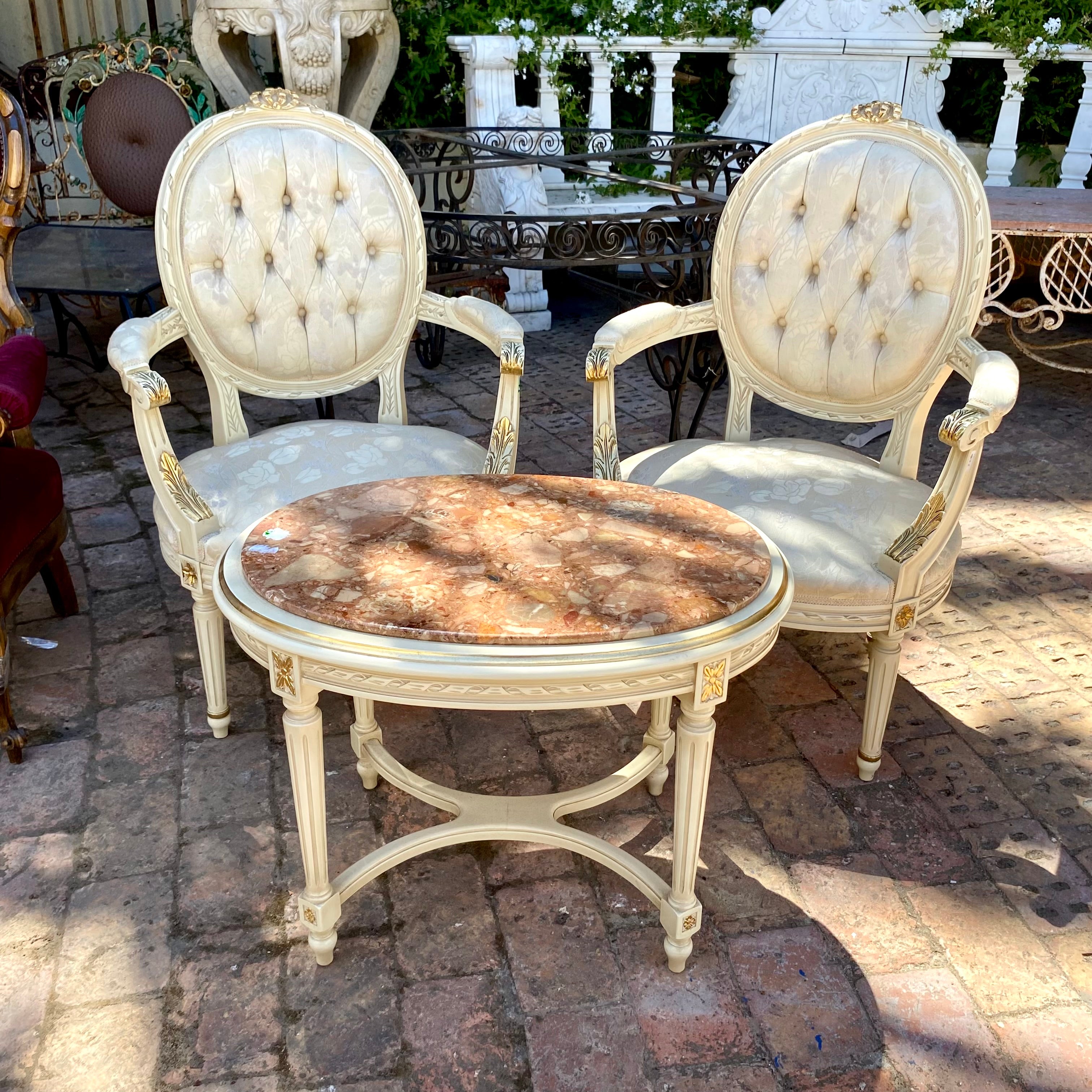 Vintage Cream and Gilt Coffee Table