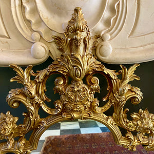 Elegant Antique Gilt Brass Console and Mirror