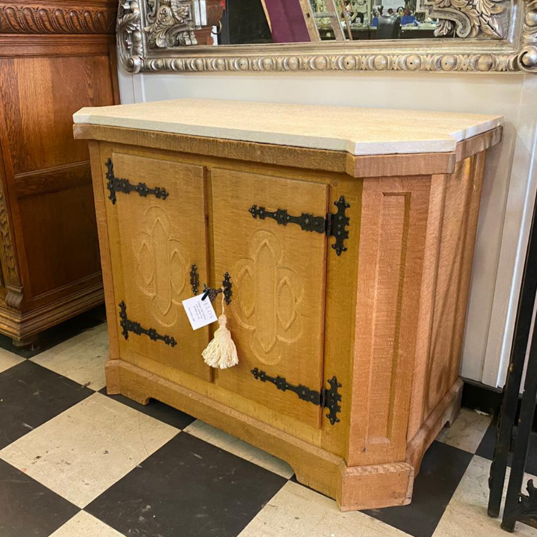 Antique Maple Wood Cabinet with Stone Top