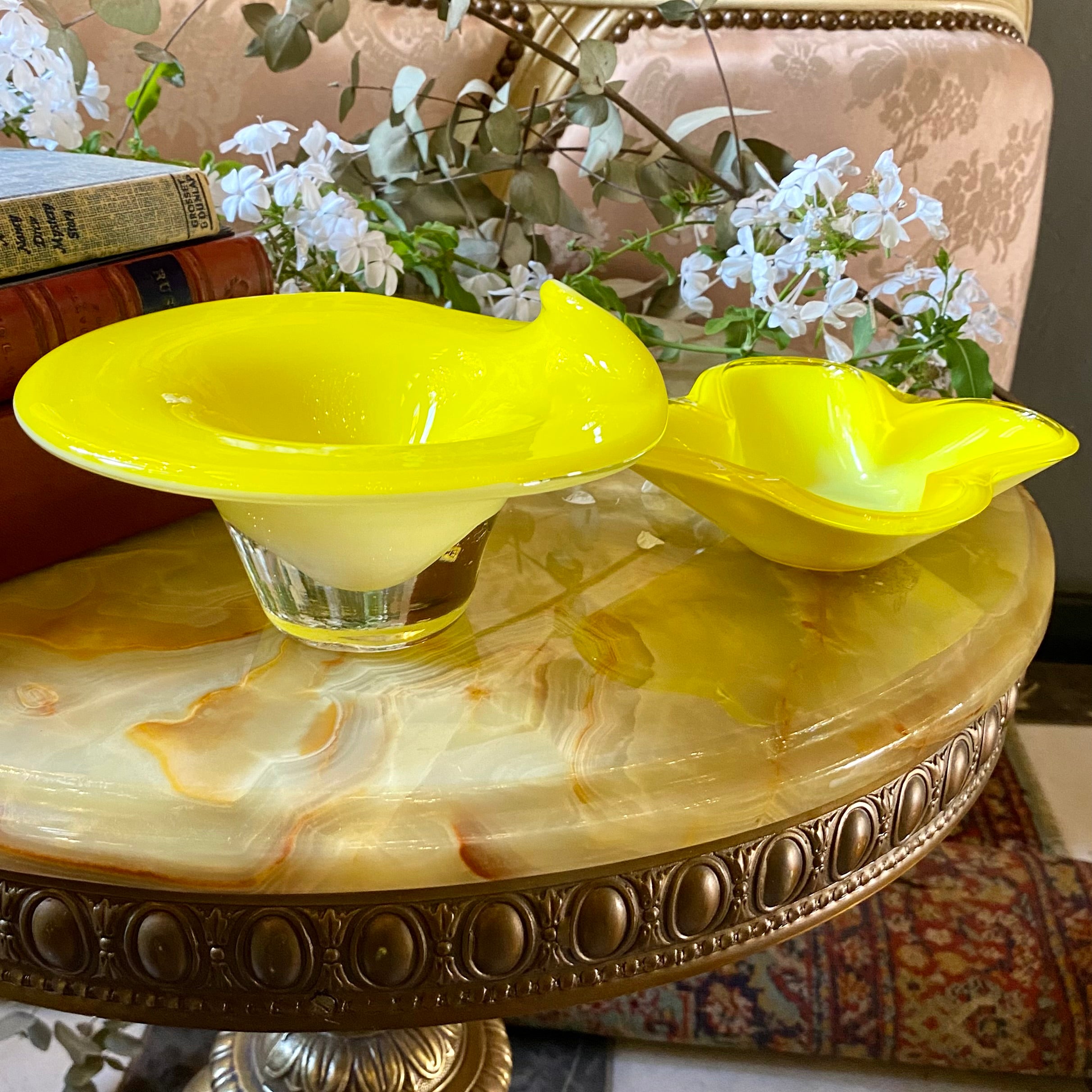 Set of Bright Yellow Murano Bowls