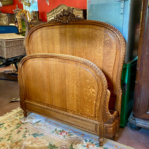 Antique Carved Oak Double Bed Frame
