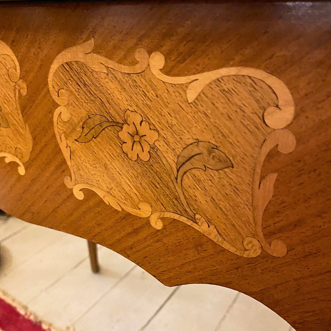 Antique Inlaid Games Table with Brass Castings