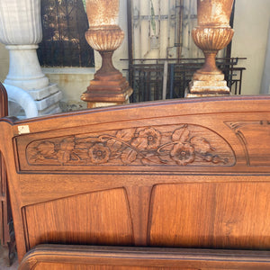Stunning Mahogany Bed with Carved Floral Detail - double