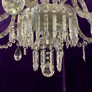 Very Rare 1930's Bohemian Czeckoslovakian Glass and Crystal Chandelier with Original Crystals