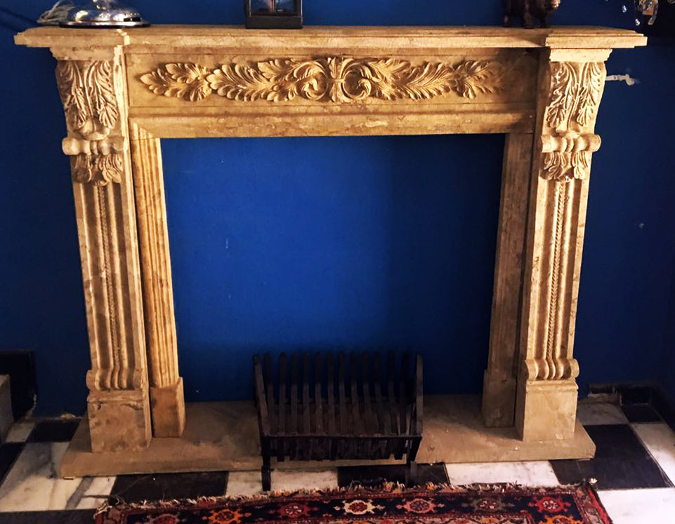 French Style Blue Stone Fire Surround