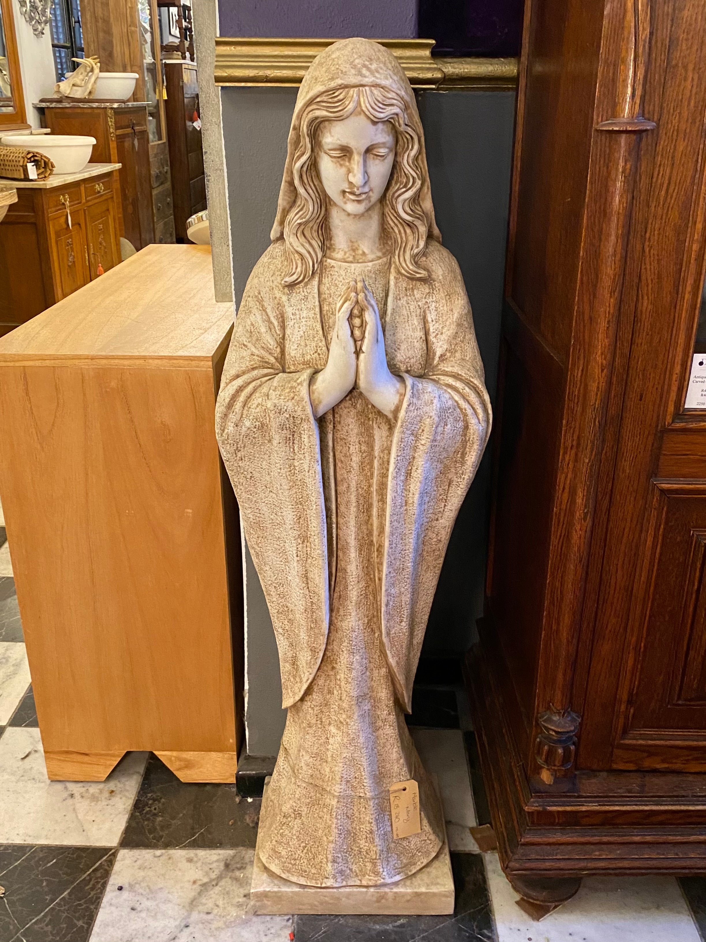 Beautiful Aged Marble Statue of Mary