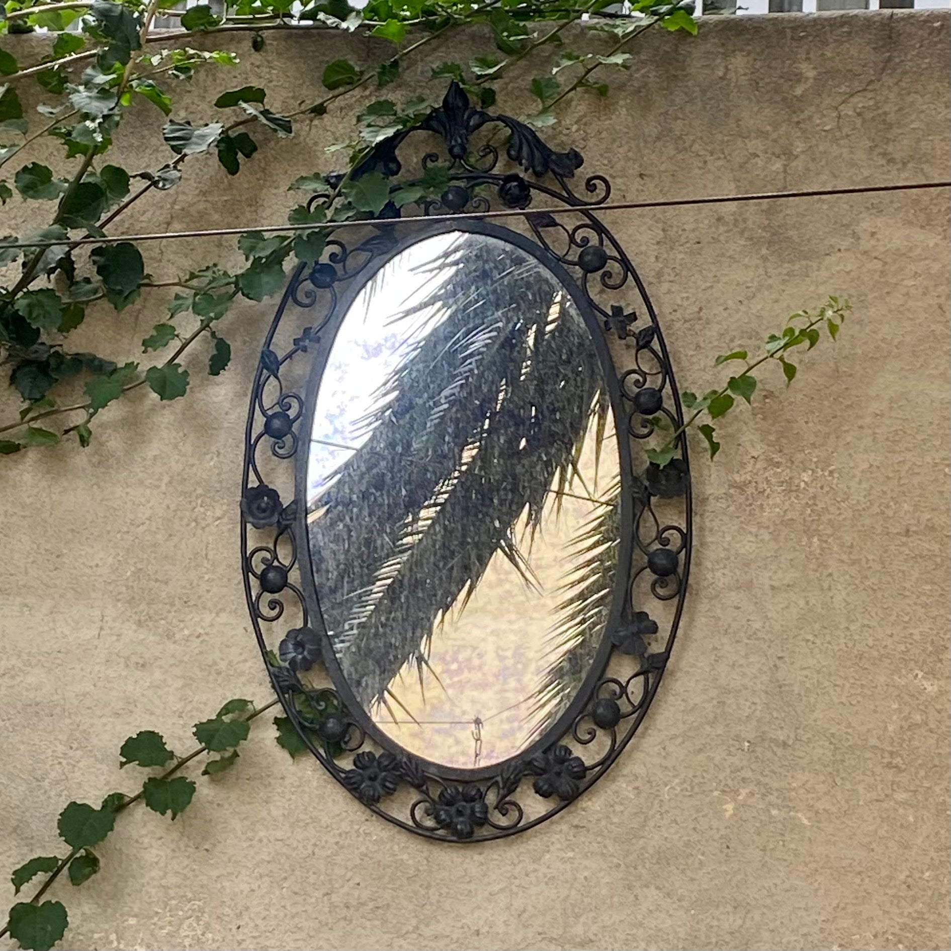 Wrought Iron Mirror with Aged Mirror