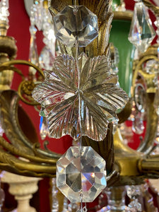 MAGNIFICENT Antique Mazarine Chandelier with Original Crystals