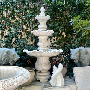 Three Tier White Marble Fountain - SOLD