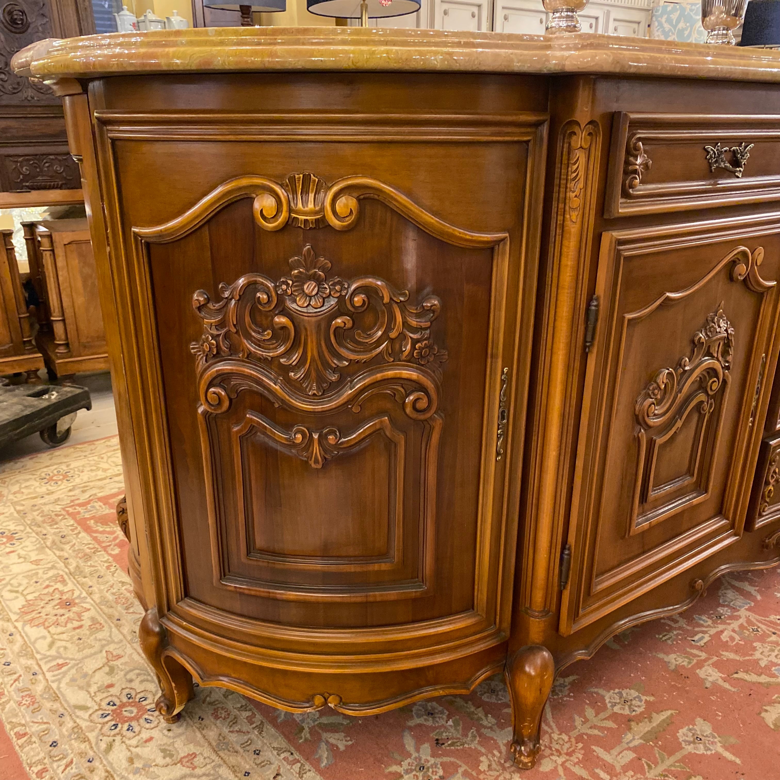 Antique French Walnut Server with Marble Top - SOLD