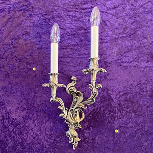 A Pair Nickel Plated Two Arm Rococo Sconce