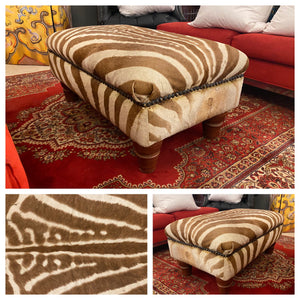 Vintage Zebra Skin Ottoman