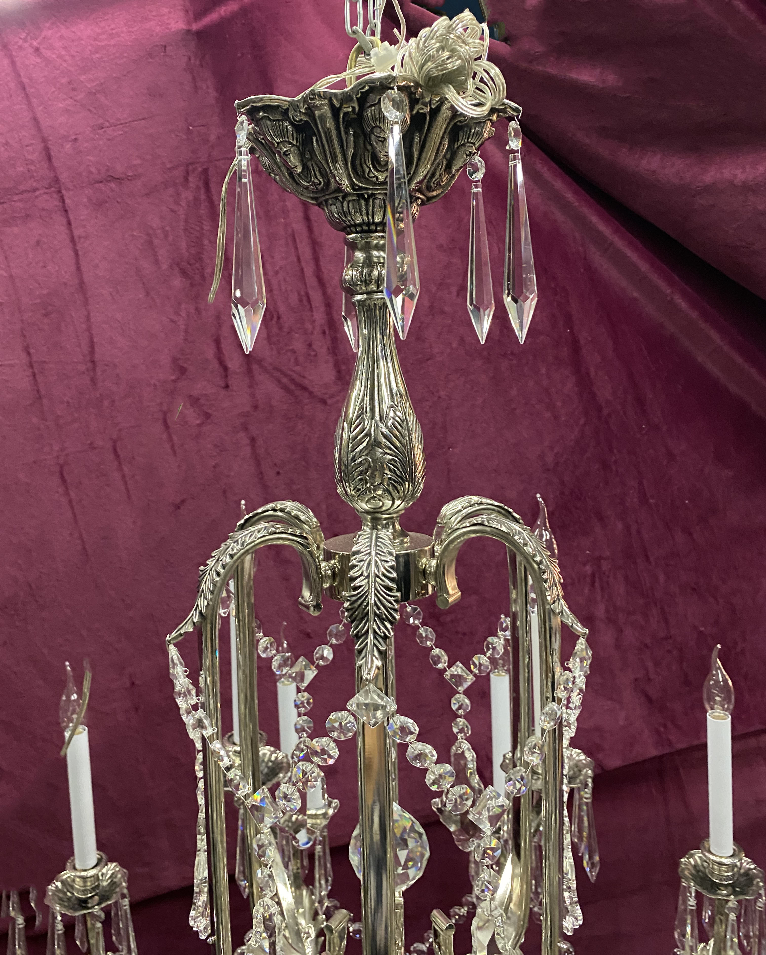 Very Large Nickel and Crystal Chandelier - SOLD