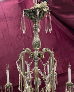 Very Large Nickel and Crystal Chandelier