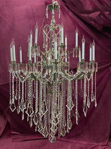 Very Large Nickel and Crystal Chandelier - SOLD