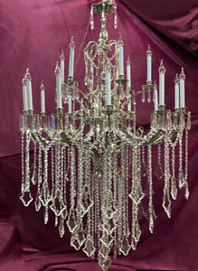 Very Large Nickel and Crystal Chandelier - SOLD