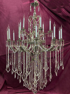 Very Large Nickel and Crystal Chandelier - SOLD