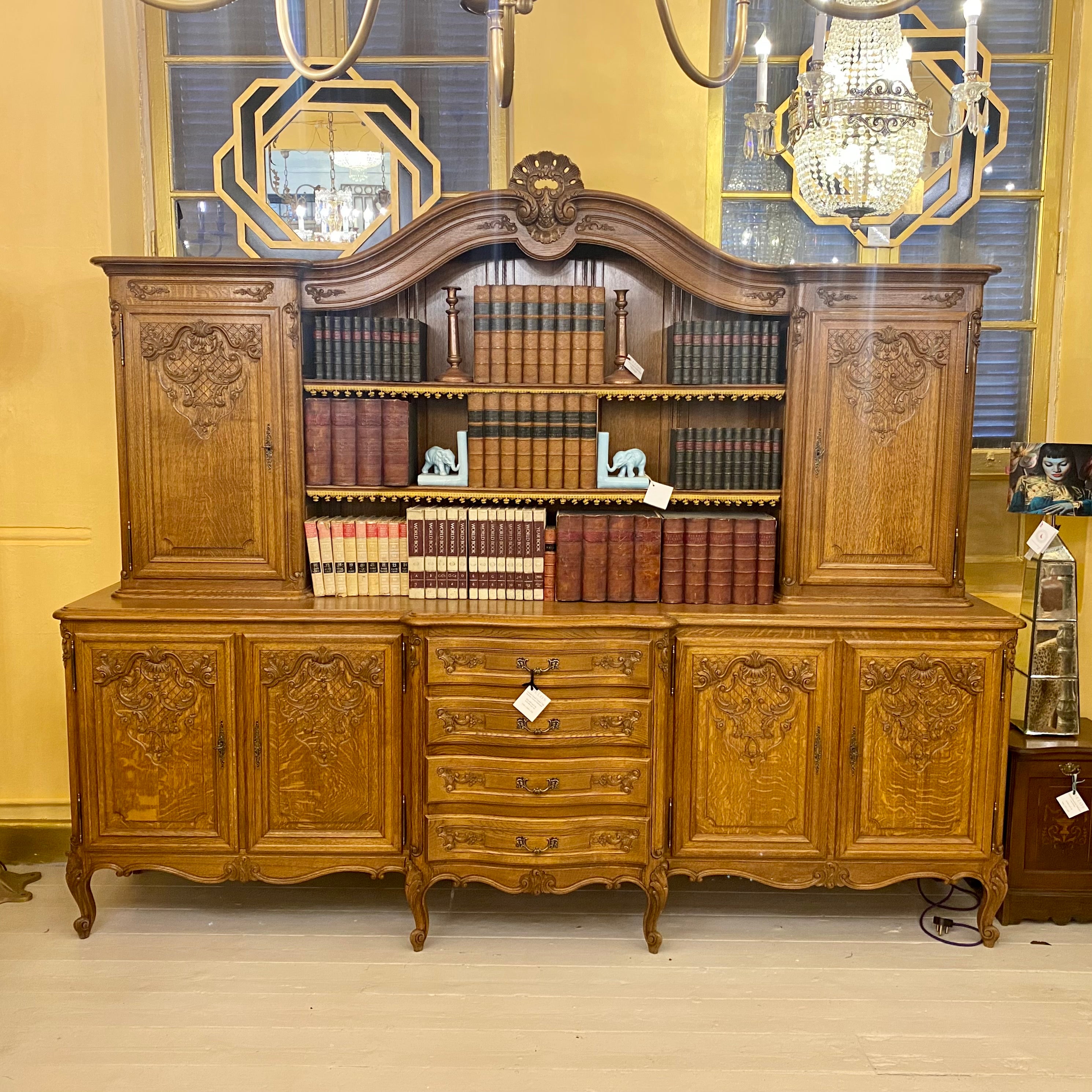 Antique French Oak Display Bookcase