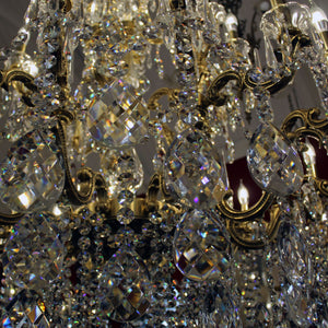 Very Large 35 Arm Brass and Crystal Chandelier