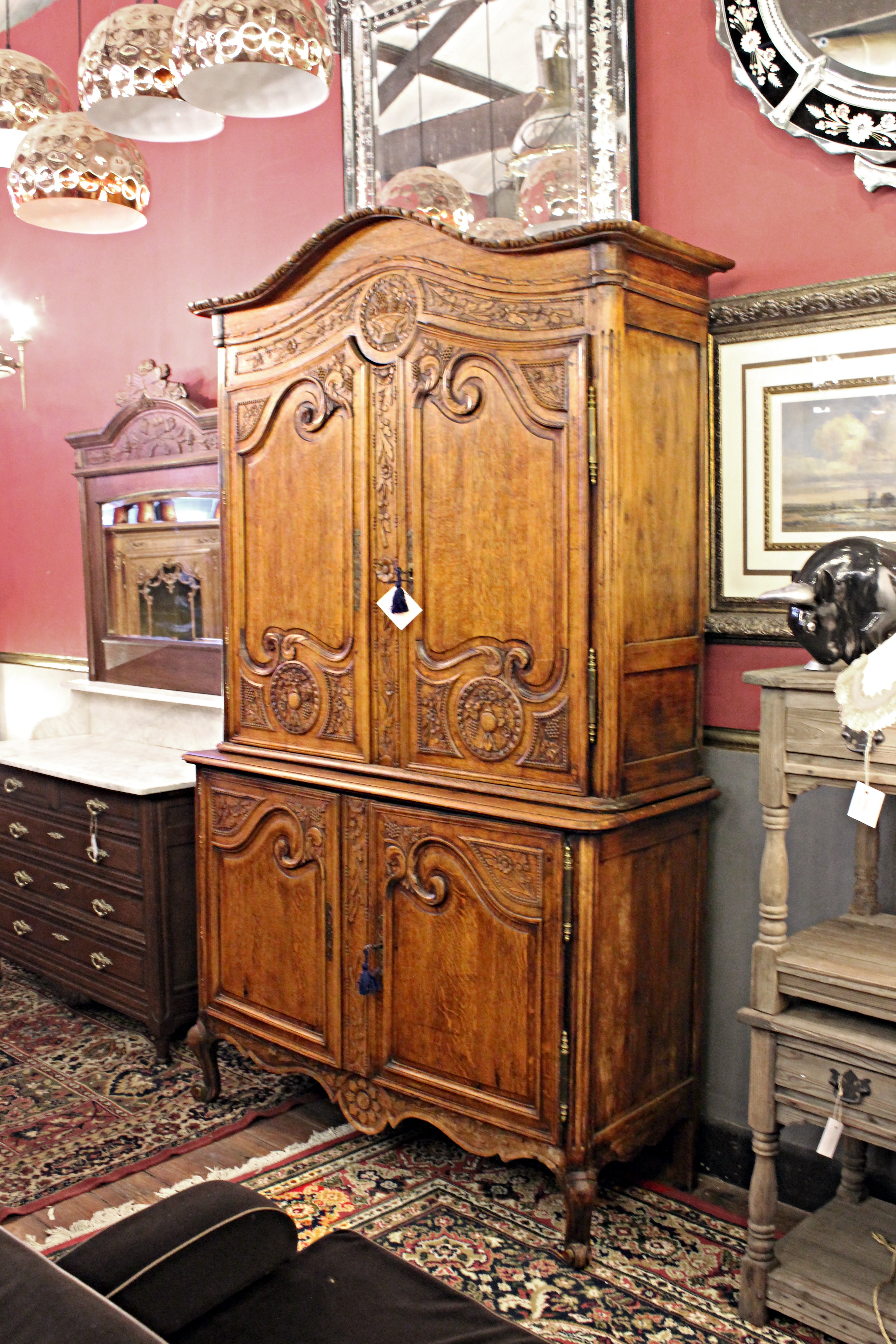 Late 19th Century French Oak Provencal Armoire with Snails Feet