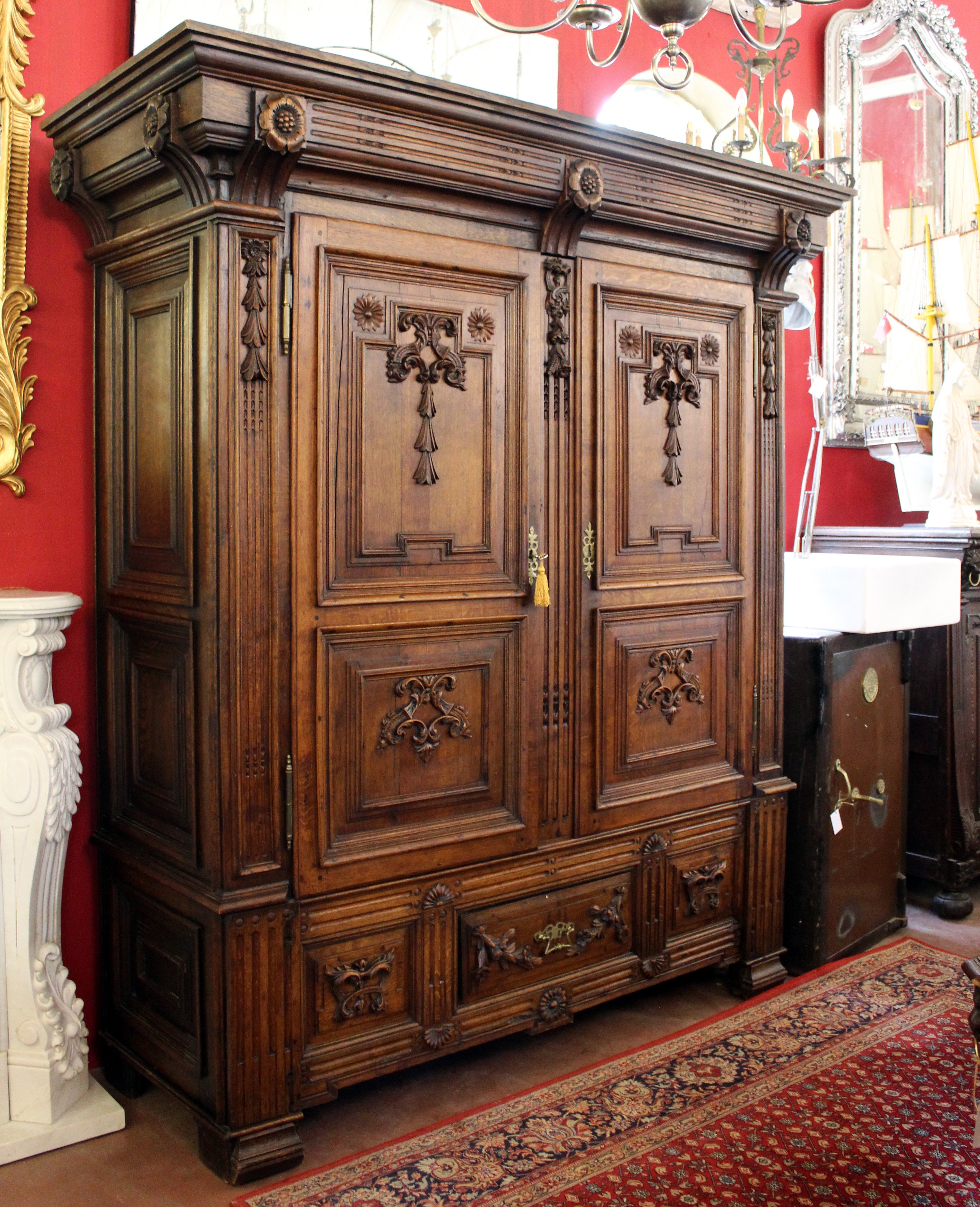 18th Century Ornately Carved French Oak Armoire