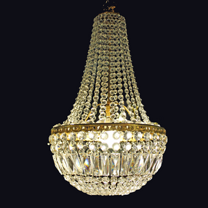 Vintage Brass and Crystal Neoclassical Chandelier