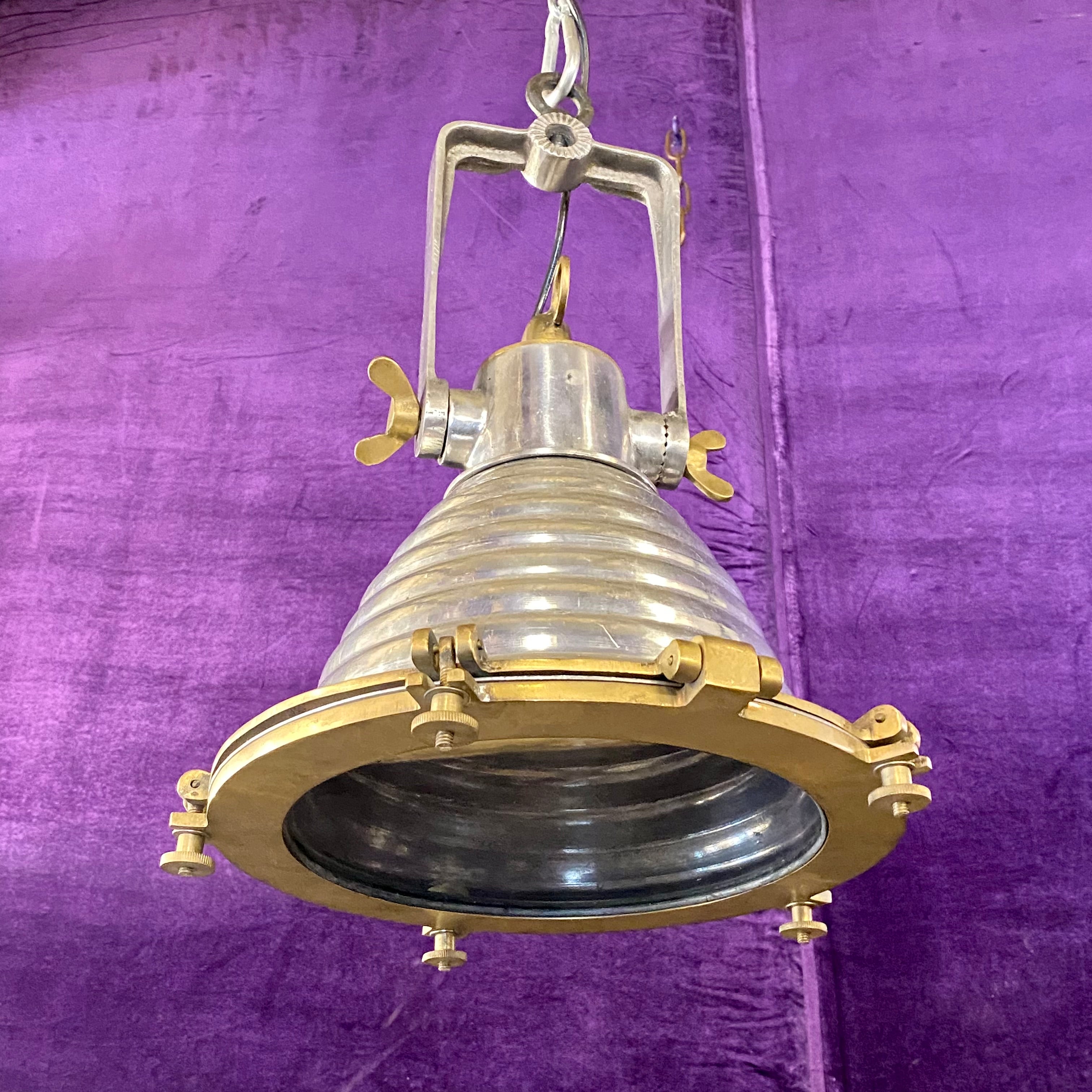 Vintage Aluminium & Brass Ship's Deck Light