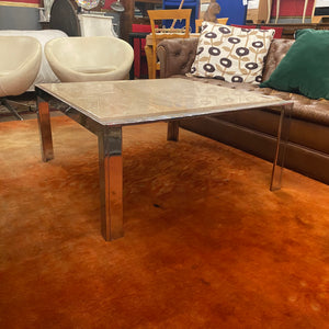 1960's Chrome Coffee Table with Creme Marble Top