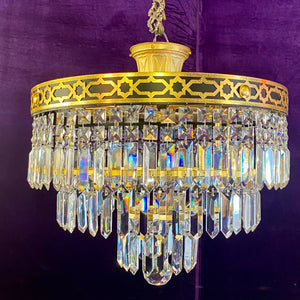 Glamorous Crystal Waterfall Chandelier – Delos Antiques