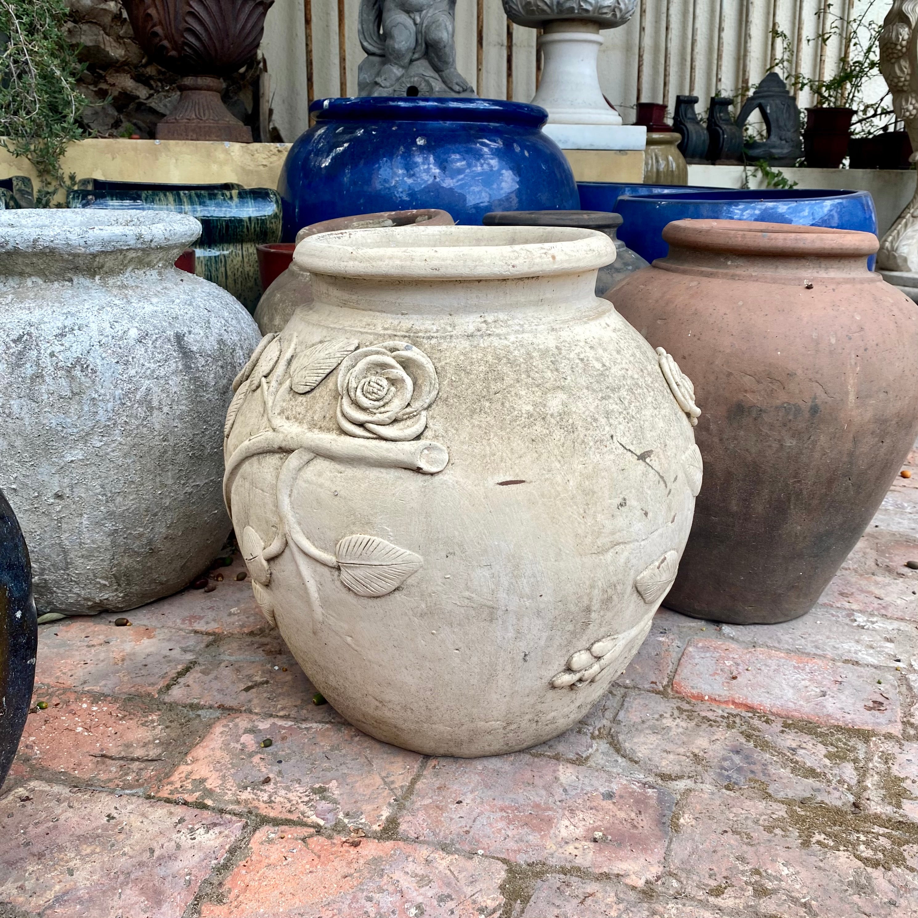 Terracotta Pot with Rose Detail