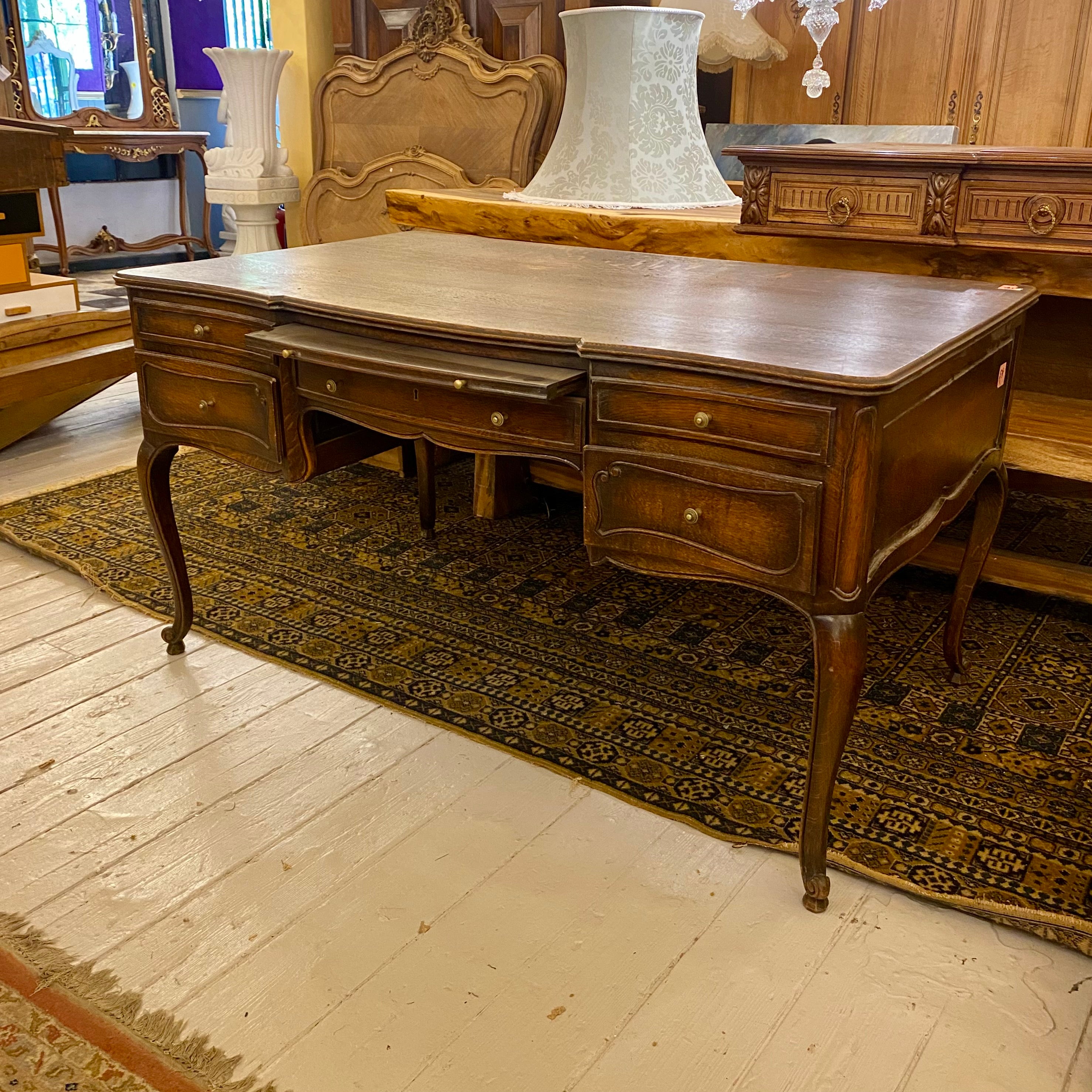 Antique French Oak Desk with Snails Feet