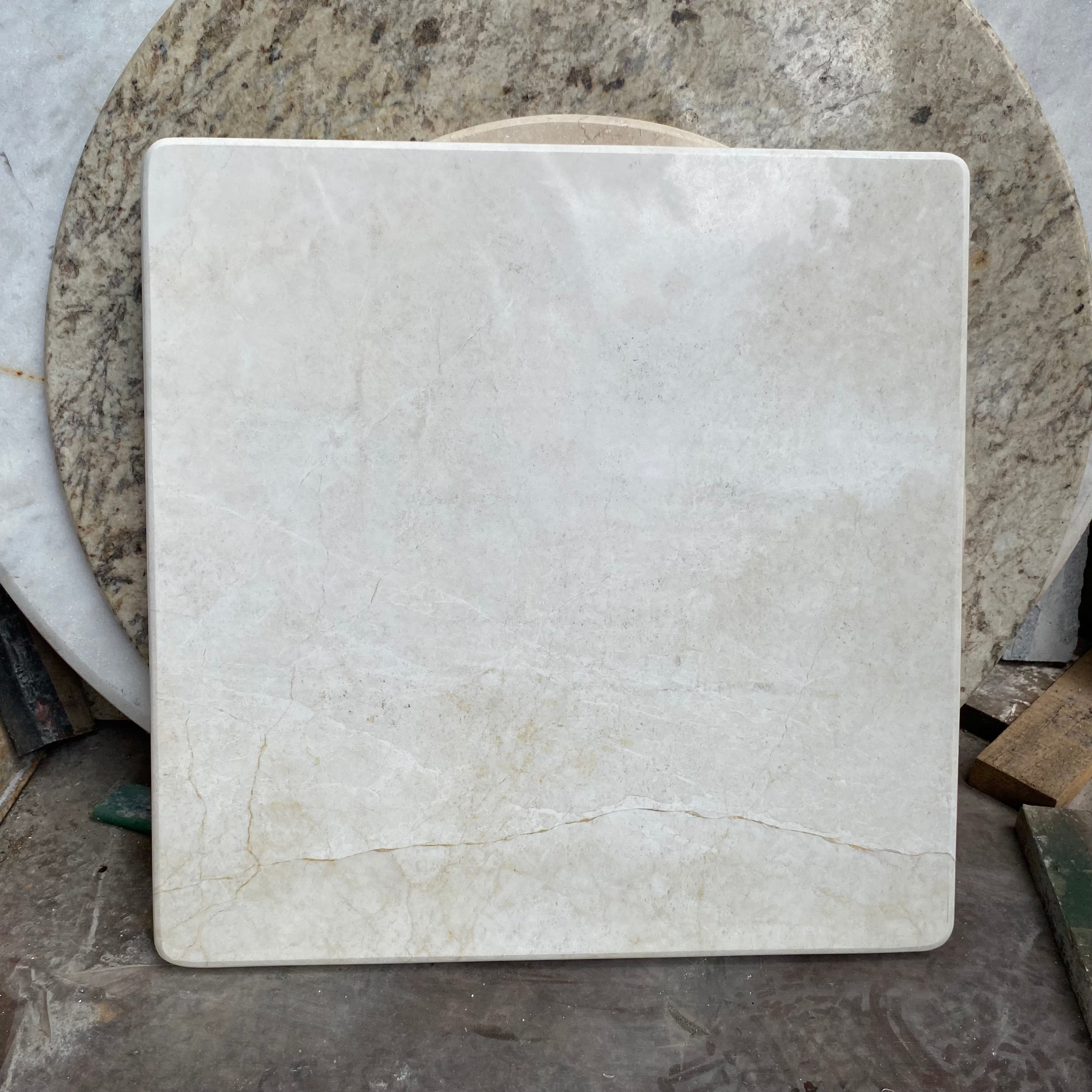 Creme/White Marble Top with Cast Iron Base