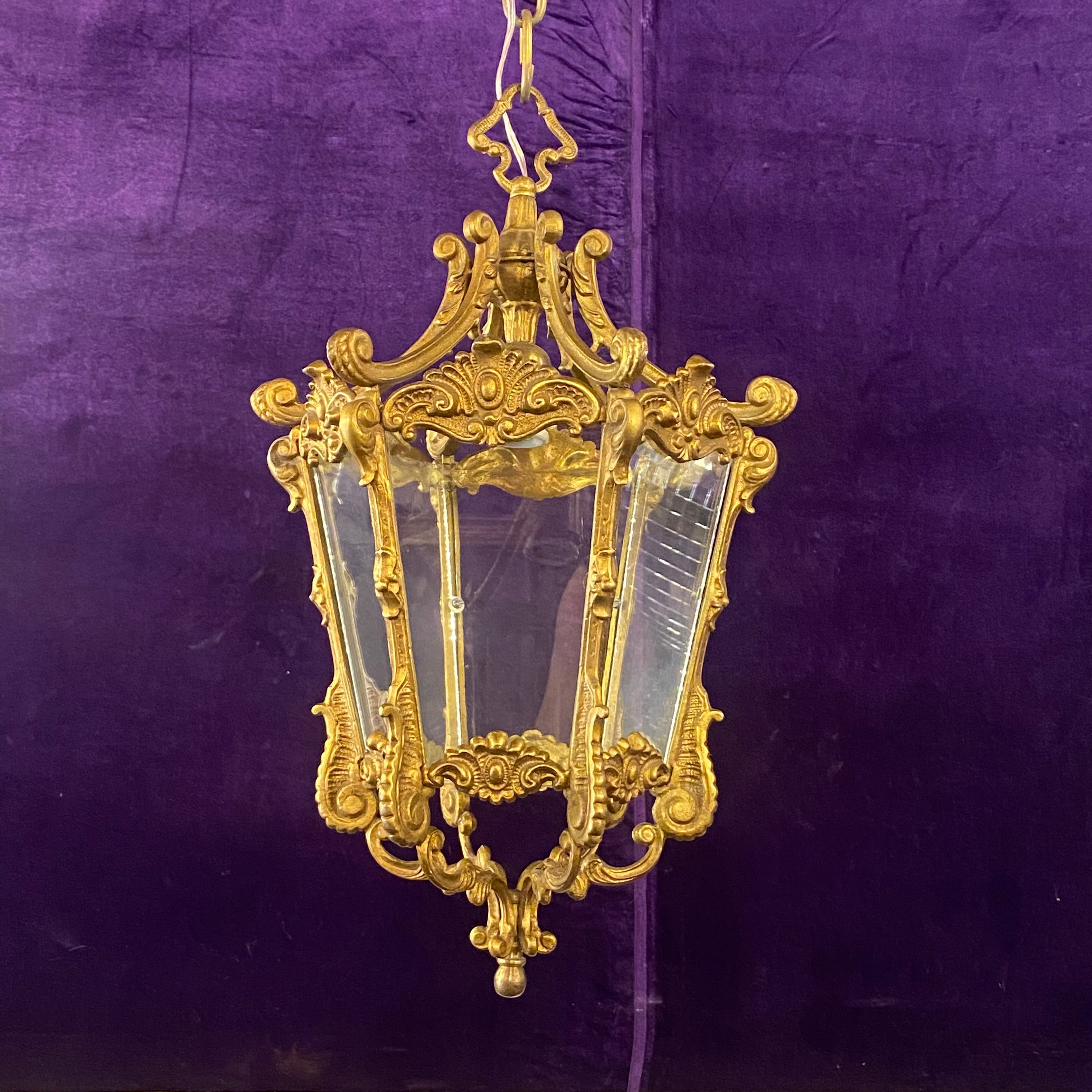 An Antique Gilt Metal Lantern