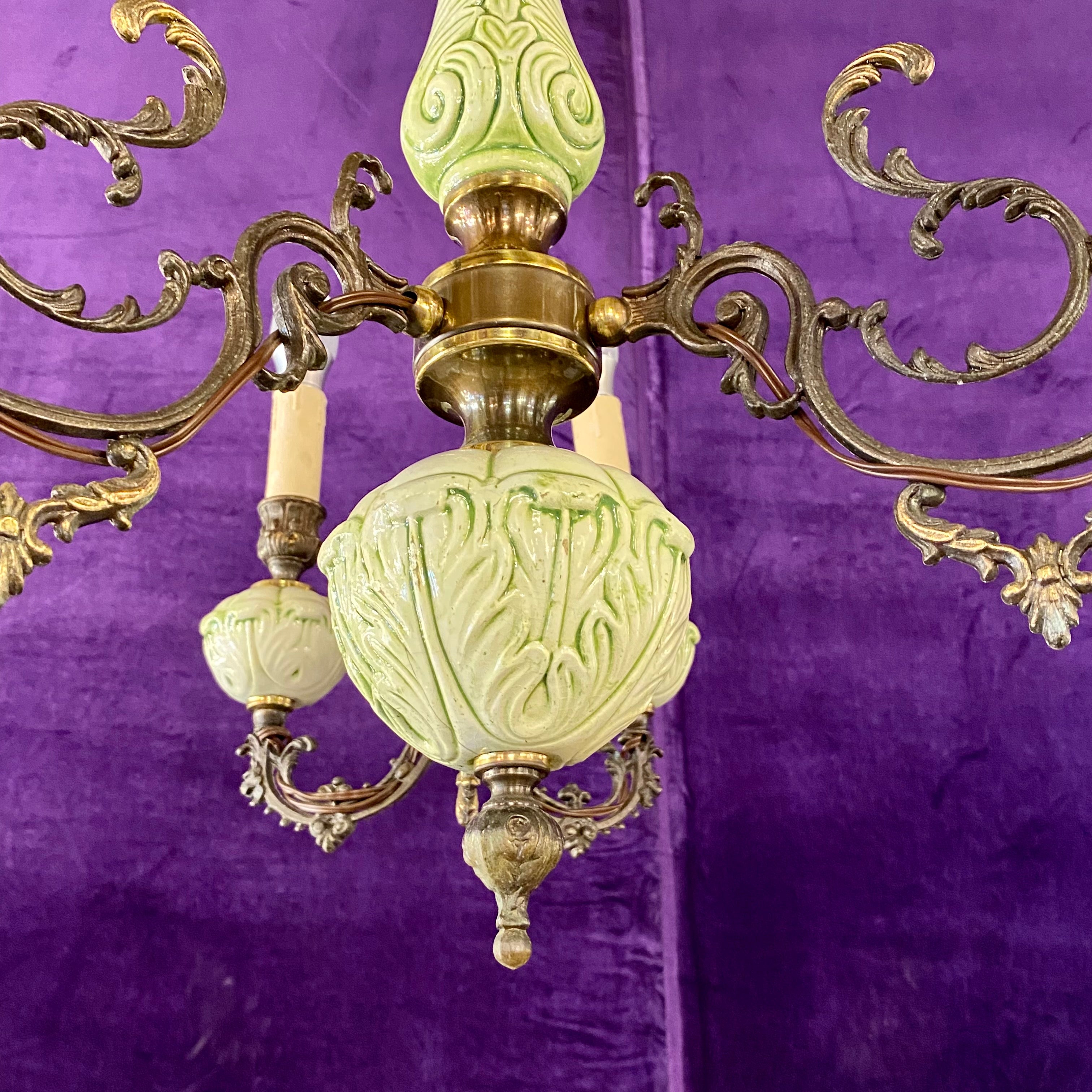 Antique Porcelain and Silver Chandelier - SOLD