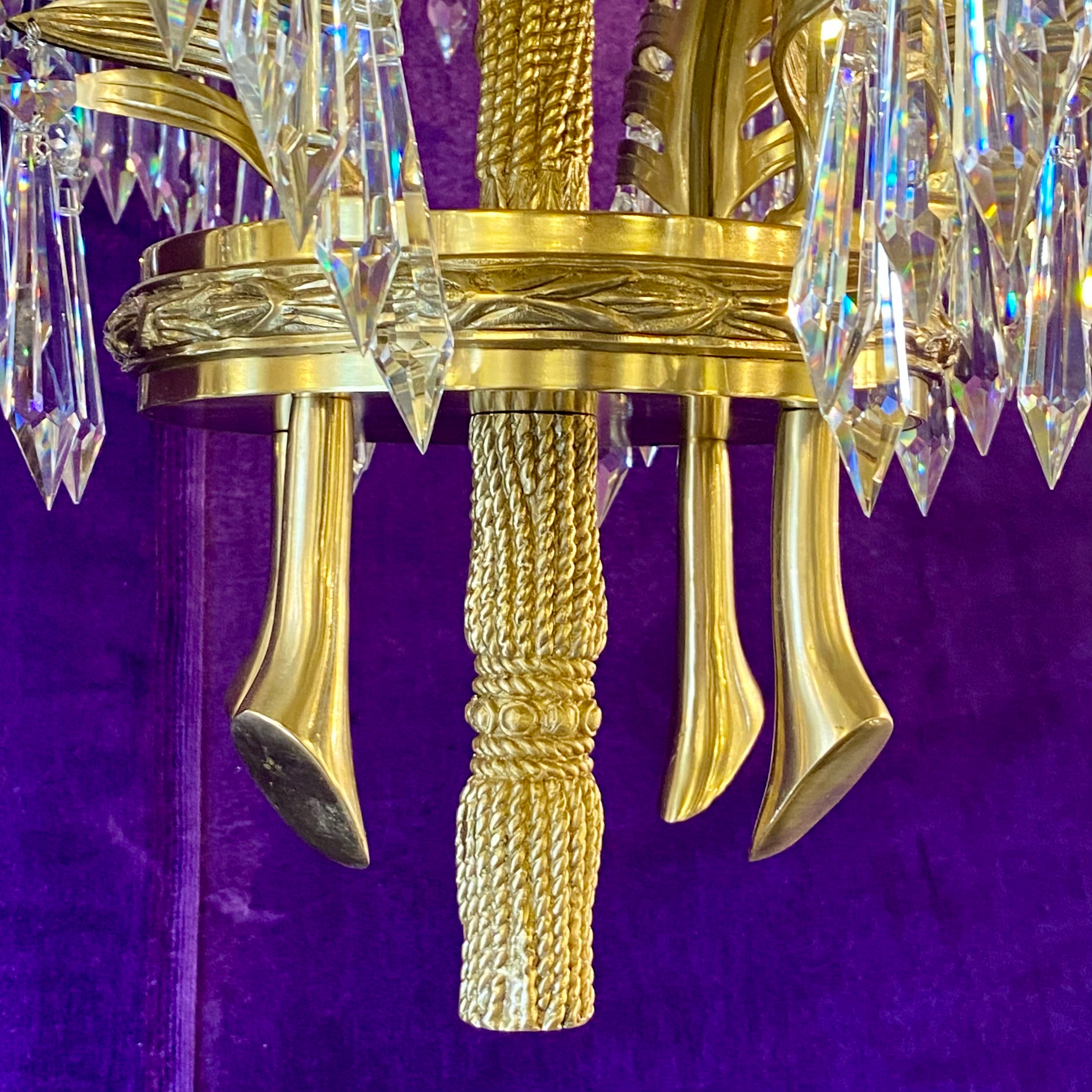 Brass and Crystal Palm Tree Chandelier (Large)