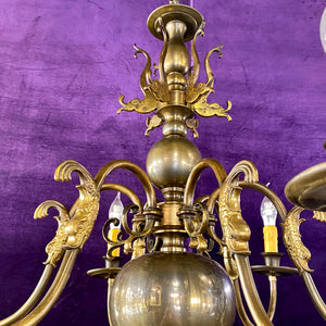 Aged Brass Flemish Chandeliers with Detailed Castings