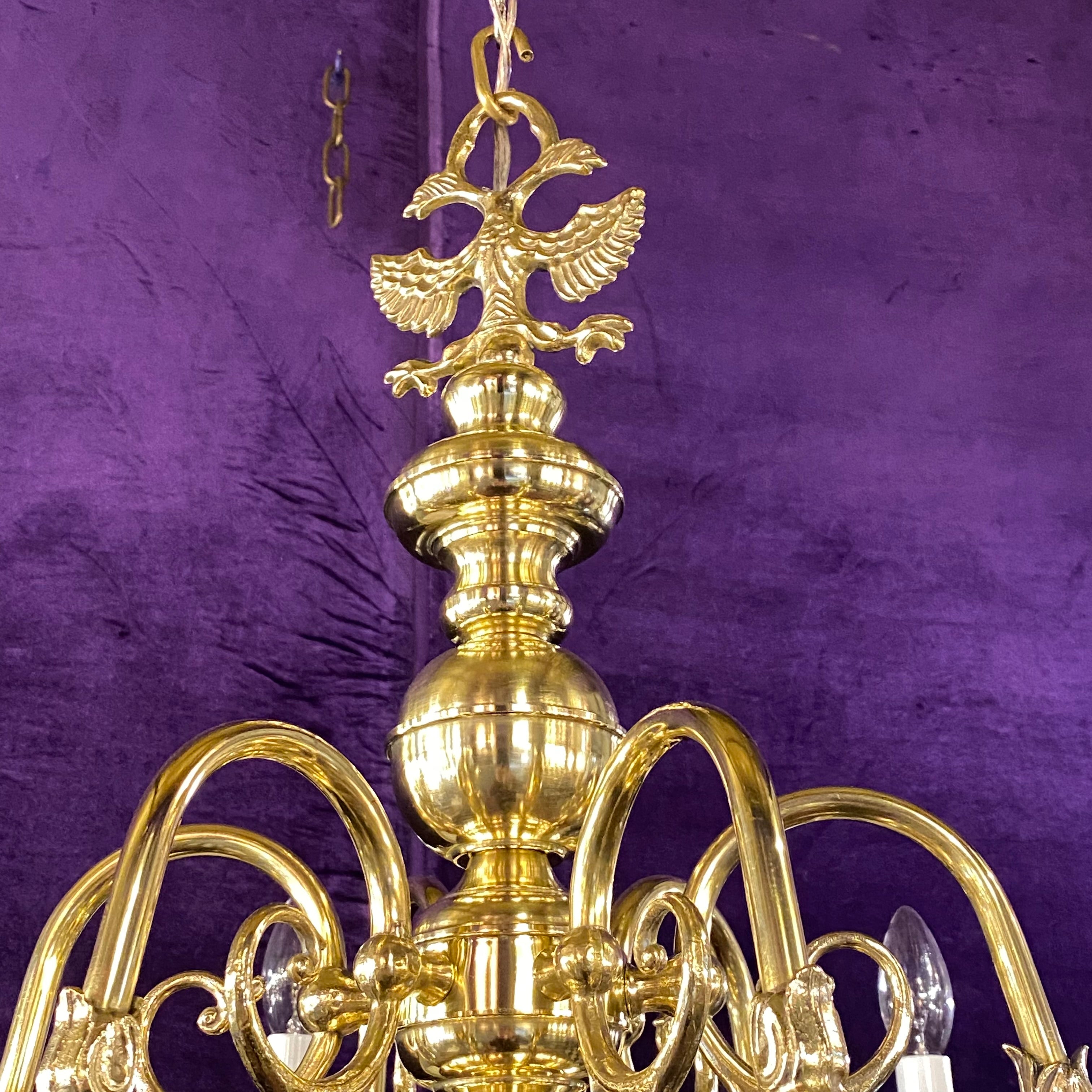 Antique Polished Brass Flemish Chandelier