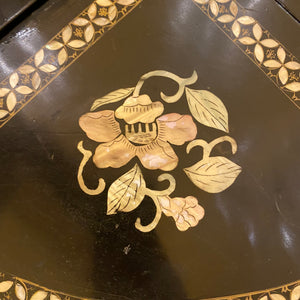 Precious Hand Painted Japanese Side Tables with Mother of Pearl Inlay