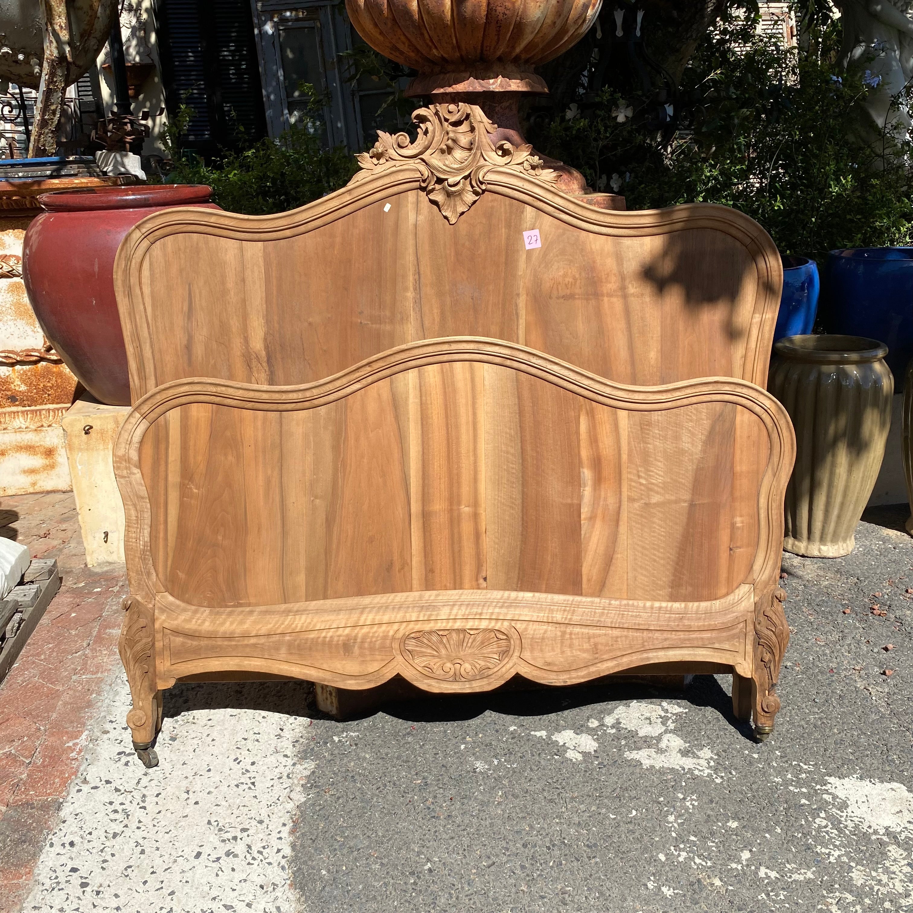 Antique Carved Oak Bed Set - Double