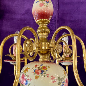 Pink and Red Delft Chandelier