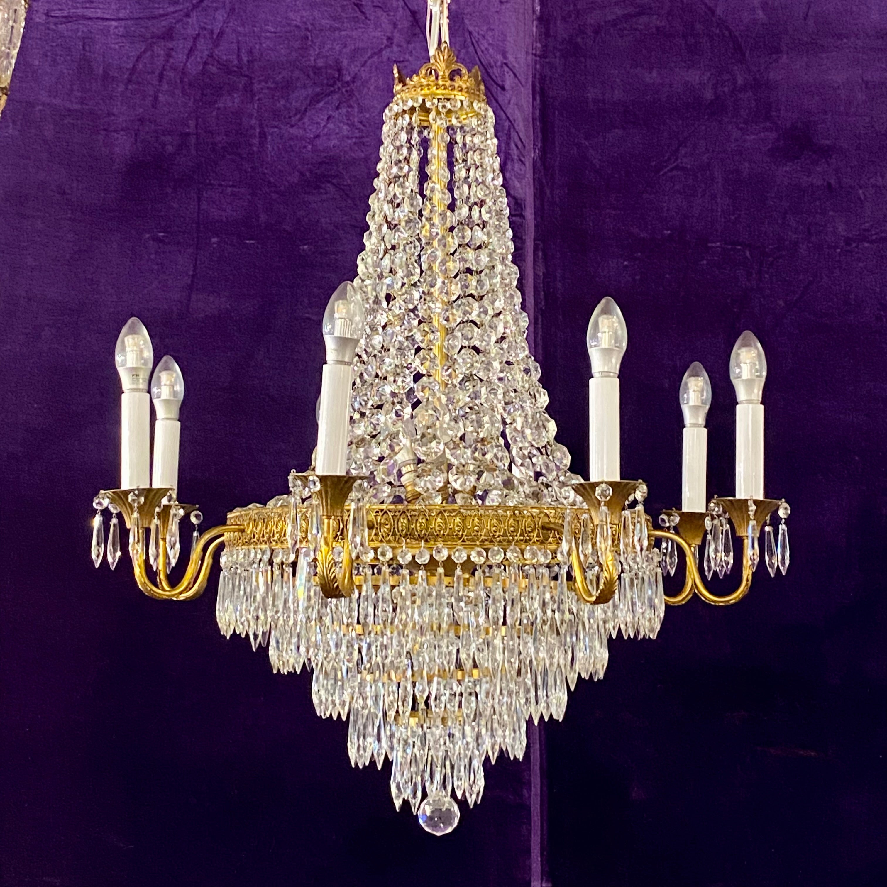 Antique Gilt Metal Neoclassical Chandelier - SOLD