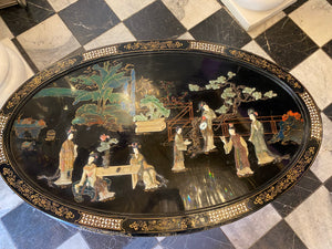 Japanese Hand Painted Coffee Table with Mother of Pearl Inlay