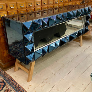 Denim Blue Mirrored Console