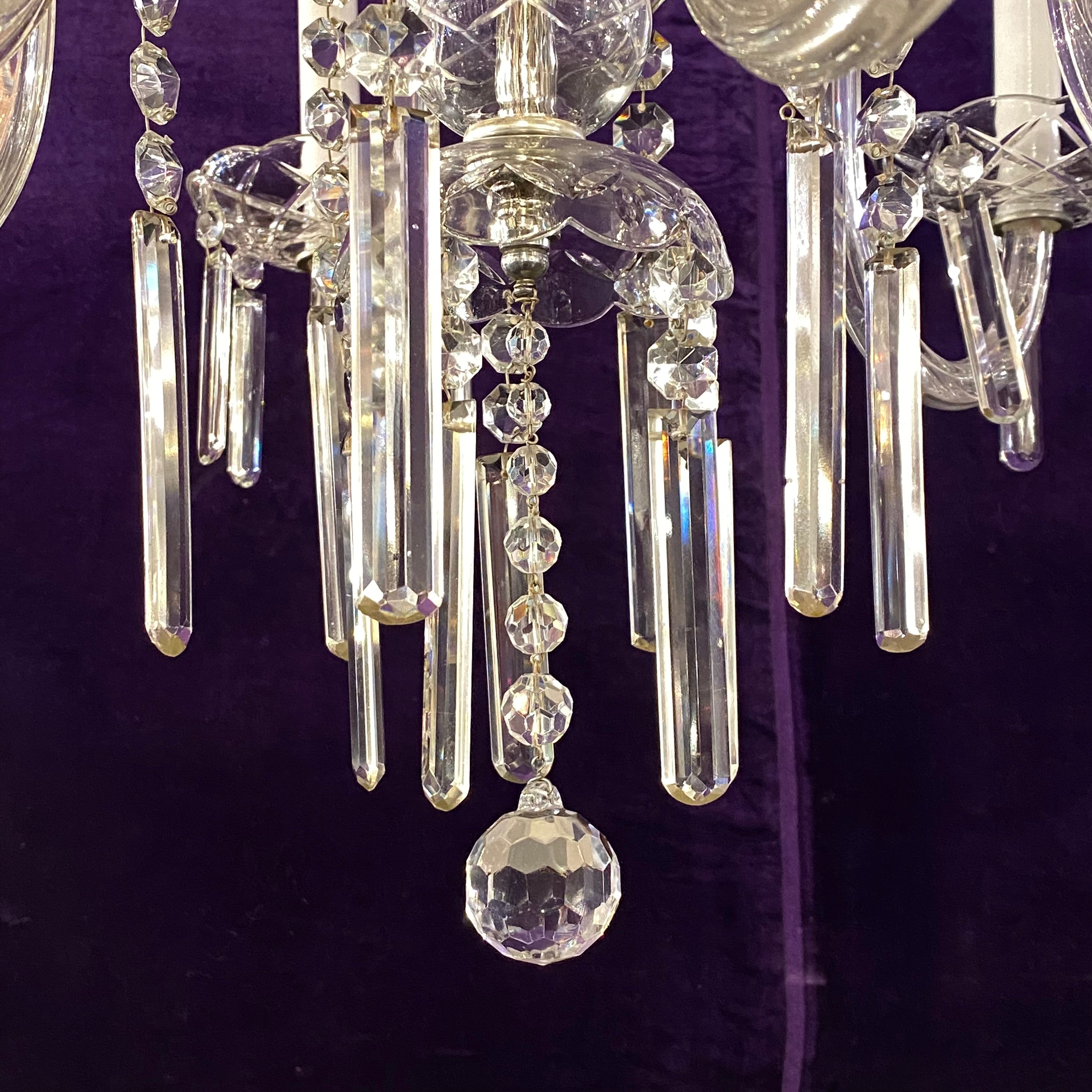 1920's Venetian Glass Chandelier with Original Crystals