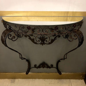 Wrought Iron Console with Mirror Top