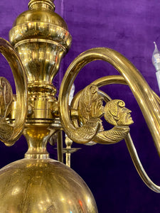 A Large Polished Brass Flemish Chandelier