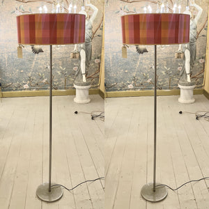 Pair of Vintage Chrome Standing Lamps with Funky Shades