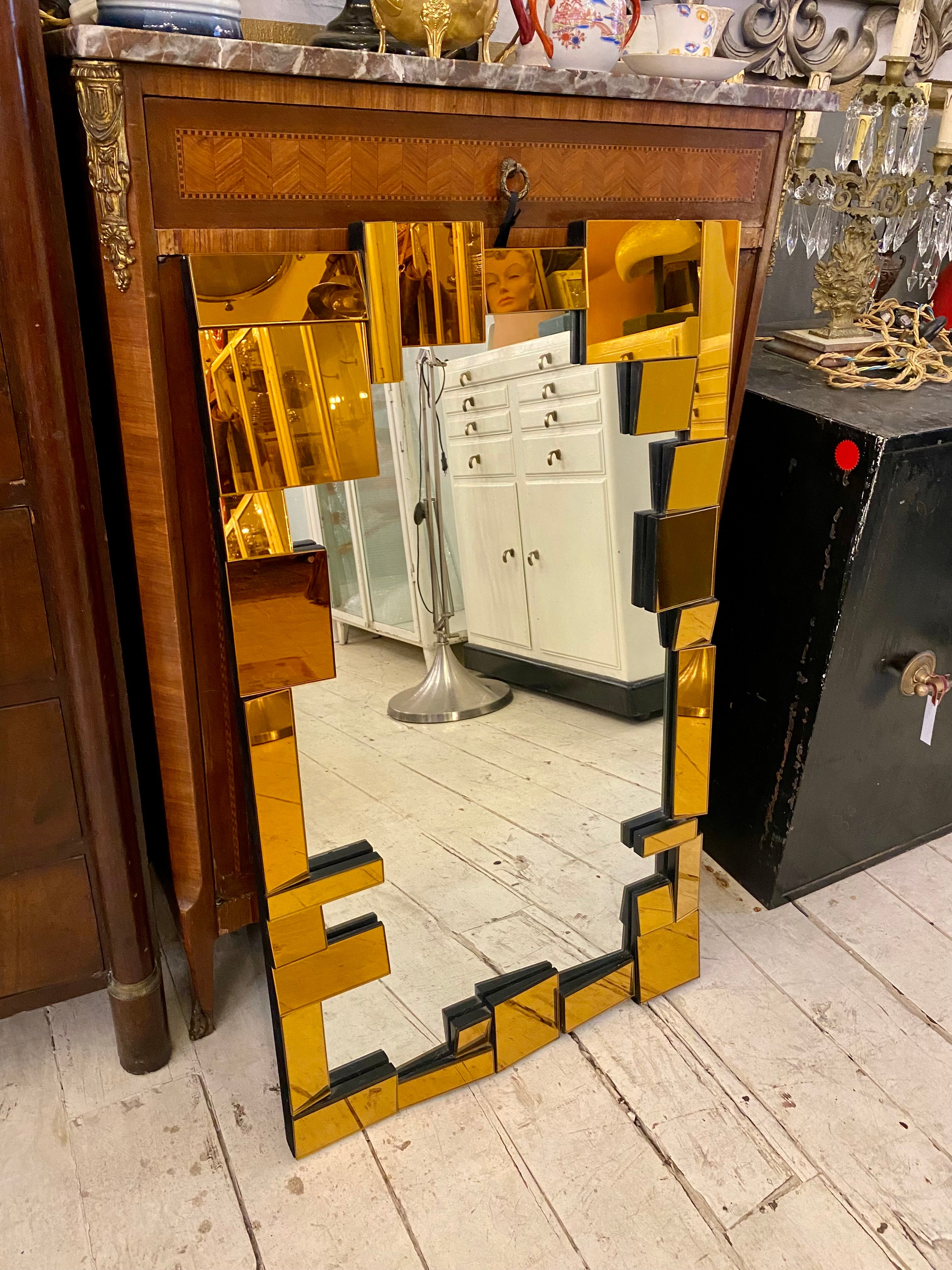 Contemporary Mirror with Amber Frame